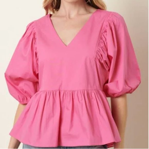 Mittoshop Bubble sleeve peplum top szL - Picture 2 of 16